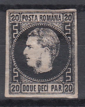 ROMANIA 1866/67 CAROL I CU FAVORITI H.SUBTIRE 20 PARALE GUMA ORIGINALA SARNIERA foto