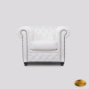 Fotoliu Chesterfield Brighton 1 Loc, Piele Albă, Lux, Design Clasic, 100x92x79 cm