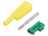 Conector banană 4mm 32A 1kV galben-verde nichelat