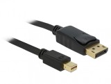 Cablu mini DisplayPort la Displayport T-T 4K60Hz ecranat 1m Negru, Delock 82698