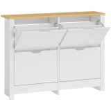 HOMCOM Pantofar Modern pentru max. 16 Perechi, cu 4 Sertare Reglabile și Detașabile, din Lemn, 105x26x80 cm, Alb | Aosom Romania