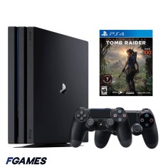 Consola Sony Playstation 4 Pro Ps4 1tb + Doua Controllere + Shadow Of The Tomb Raider: Definitive Edition PlayStation 4, Second-Hand