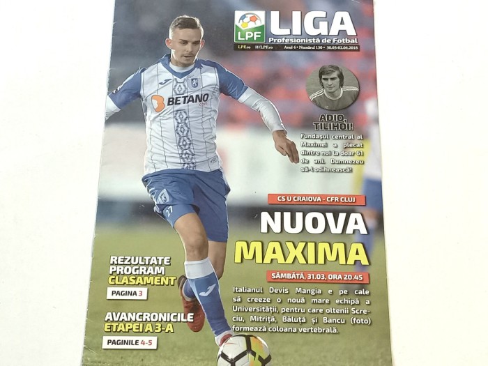 Program fotbal LPF nr. 130 (30.03-02.04.2018) CSU CRAIOVA-CFR CLUJ