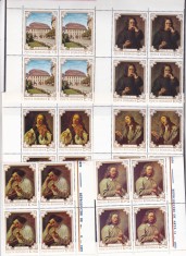 ROMANIA 1970 LP 751 REPRODUCERI DE ARTA SIMTURILE SERIE IN BLOC DE 4 TIMBRE MNH