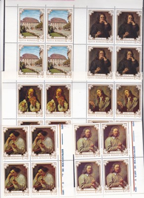 ROMANIA 1970 LP 751 REPRODUCERI DE ARTA SIMTURILE SERIE IN BLOC DE 4 TIMBRE MNH foto