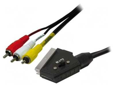 Cablu RCA x3 la SCART 2m Negru foto