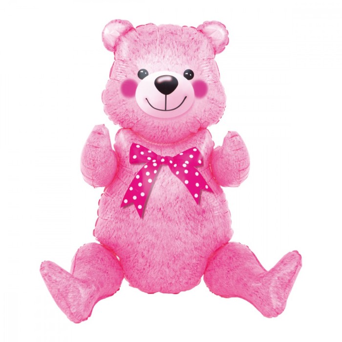 Balon din folie metalizata, flippy, figurina animalute, model ursulet asezat, tematica aniversare, 44x82.5 cm, ambalaj individual, pai inclus, umflare