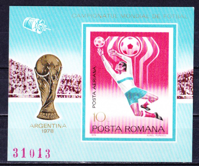 TSV$ - 1978 LP 956 C.M. DE FOTBAL - ARGENTINA, COLITA NEDANTELATA MNH/** LUX