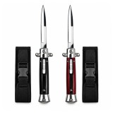 Cumpara ieftin Set doua cutite cu lamă tip stiletto automate DEPOX&reg;, m&acirc;ner negru/rosu, 27 cm, cu husă inclusa
