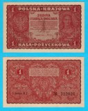 Polonia (pick 23) 1 Marka 1919 aUNC; Regina Jadwiga