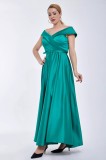 Cumpara ieftin Rochie eleganta maxi verde fara maneci din satin Dalia - XL(42)