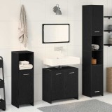Set de Mobilier pentru Baie din 4 Piese Stejar Negru Lemn Ingineresc
