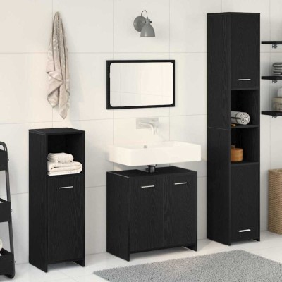 vidaXL Set Mobilier pentru Baie 4 pcs Stejar Negru 30 x 30 x 183.5 cm 3332562 foto