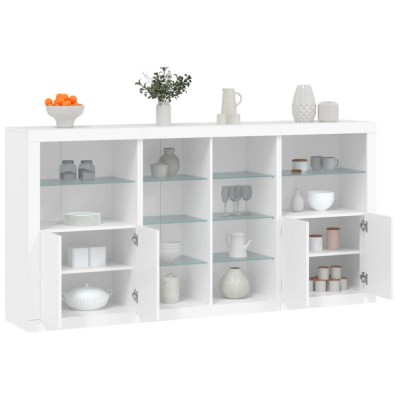 vidaXL Servantă cu lumini LED, alb, 202x37x100 cm foto