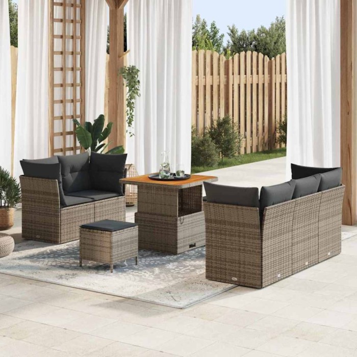 vidaXL Set de canapele pentru grădină Manual 8 pcs Gri 80 x 80 x 71 cm 3363378
