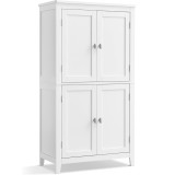 VASAGLE Dulap de baie, din MDF, cu 2 compartimente si 4 usi, rafturi reglabile, 30x60x110cm, alb Household NewTrend