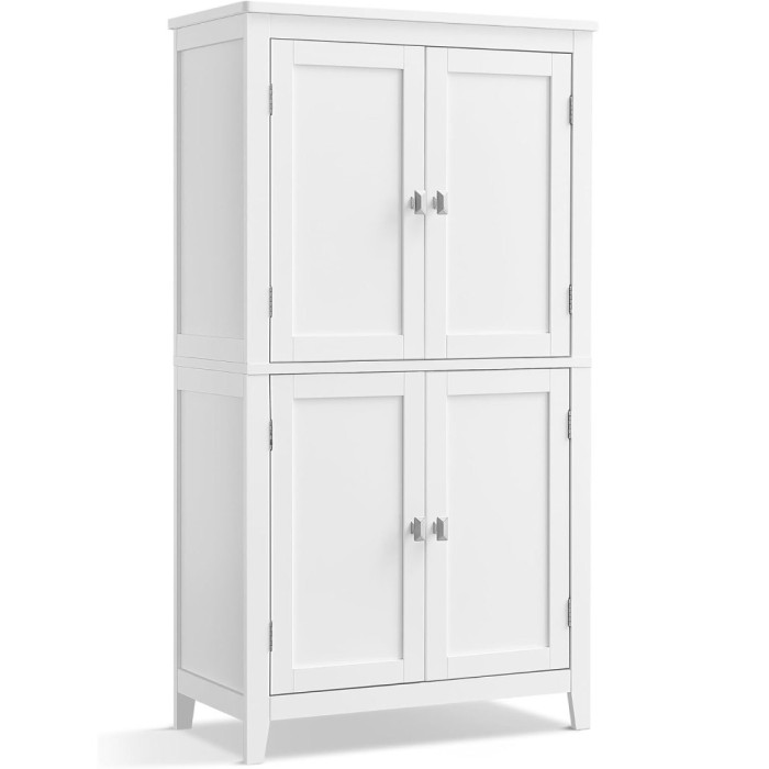 VASAGLE Dulap de baie, din MDF, cu 2 compartimente si 4 usi, rafturi reglabile, 30x60x110cm, alb Household NewTrend