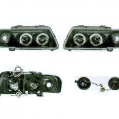 Set faruri Audi A3 (8l), 01.1996-04.2003, partea Stanga+Dreapta, Tuning, Fata, tip bec H1+H1; manual; negru, transparent; tuning, Taiwan