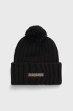 Napapijri căciulă din amestec de l&acirc;nă culoarea negru, din tricot gros