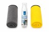 Set curatare multisuprafete, spuma activa 200 ml si 2 lavete microfibra premium 30 x 30 cm, galben gri