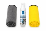 Cumpara ieftin Set curatare multisuprafete, spuma activa 200 ml si 2 lavete microfibra premium 30 x 30 cm, galben gri