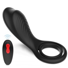 Inel penis Vibrating Rings Remote Black