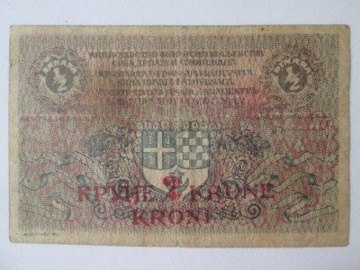 Rara! Iugoslavia 1/2 Dinara cu supratipar 2 Krune 1919 foto