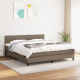 Cumpara ieftin Pat box spring cu saltea, gri taupe, 160x200 cm material textil