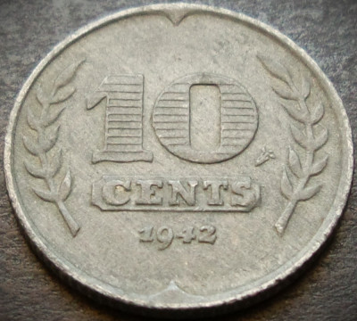 Moneda istorica 10 CENTS - OLANDA, anul 1942 *cod 3540 C = excelenta foto