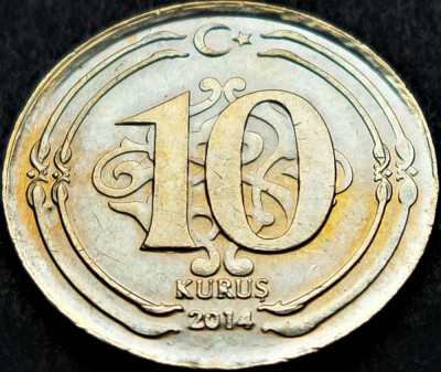Moneda 10 KURUS - TURCIA, anul 2014 * cod 1157 = A.UNC foto