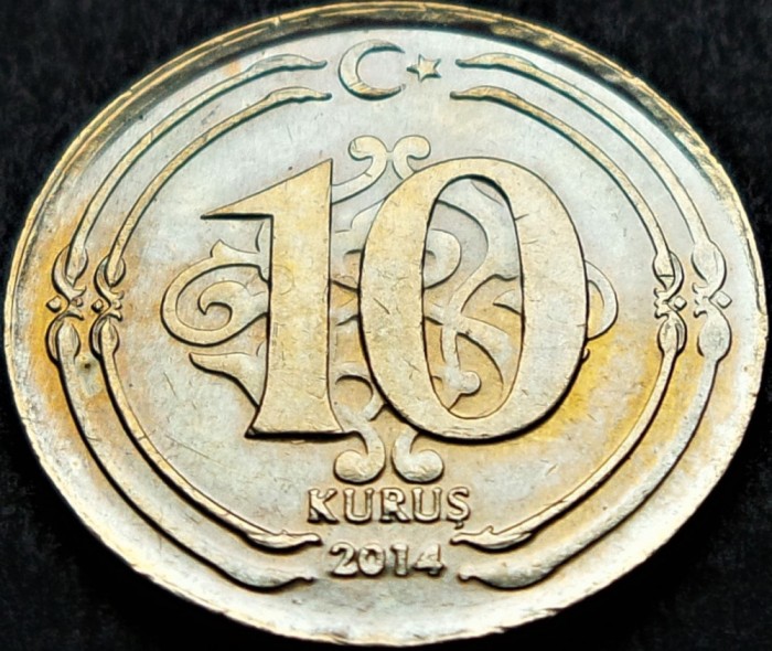 Moneda 10 KURUS - TURCIA, anul 2014 * cod 1157 = A.UNC