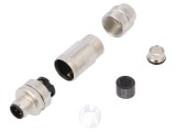 Conector M12 4 pini drept pe cablu
