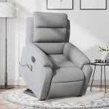 VidaXL Fotoliu electric masaj rabatabil cu ridicare, gri &icirc;nchis textil