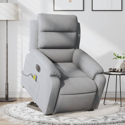 vidaXL Fotoliu electric masaj rabatabil cu ridicare, gri &amp;icirc;nchis textil foto