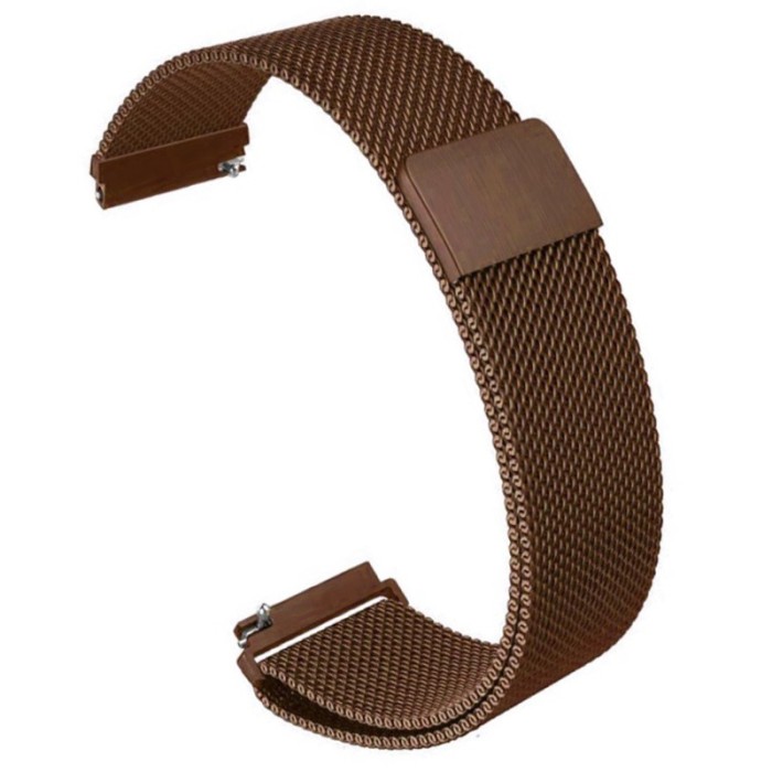 Curea tip Milanese Loop compatibila cu Garmin Vivoactive 4, Telescoape QR, 22mm, Coffee