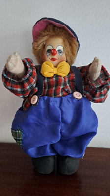 Papusa de colectie, Clovn cap ceramica, vintage Germania, anii &amp;#039;80, h = 25 cm foto