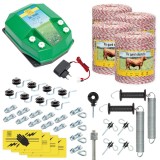 Pachet Gard Electric Complet 4000m 7.2 Joule 230V pentru Animale Domestice Kit Aparat Fir Izolatori Placi Avertizare