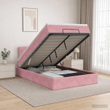 Cumpara ieftin Pat Ottoman cu Saltea si LED Roz 120 x 190 cm Catifea