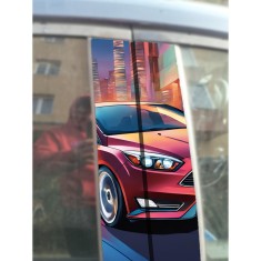 Sticker Auto Ford pentru Stalpi Usi , Design Sport Modern, Model 3