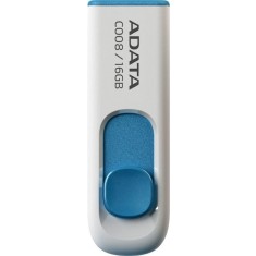 MEMORIE USB 2.0 ADATA 16 GB, retractabila, carcasa plastic, alb / albastru, &quot;AC008-16G-RWE&quot; (timbru verde 0.03 lei)