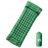 Saltea de camping auto-gonflabila cu perna integrata, verde GartenMobel Dekor, vidaXL