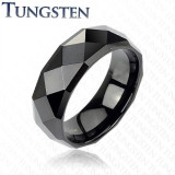Inel negru din tungsten cu suprafaţă lucioasă, 8 mm - Marime inel: 54