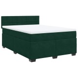 Cumpara ieftin Pat box spring cu saltea, verde inchis, 160x200 cm, catifea