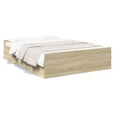 Cumpara ieftin Cadru de pat cu sertare stejar sonoma 140x190 cm lemn prelucrat