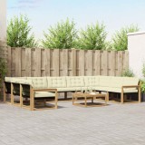 vidaXL Set de canapele de exterior cu pernă 10 pcs Alb și crem 3389084