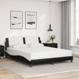 vidaXL Cadru de pat fără saltea, Zadar, negru/alb, 160x200 cm, piele ecologică 3208196