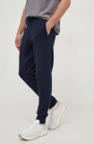 BOSS pantaloni de trening cu amestec l&acirc;nă culoarea bleumarin, uni 50506027