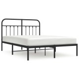 Cumpara ieftin Cadru de pat metalic cu tablie, negru, 140x200 cm