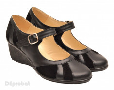 Pantofi dama negri din piele naturala cu platforma - LICHIDARE STOC 36 foto