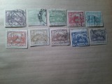 Serie Cehoslovacia 1918 nedantelat , stampilat , 10 valori ( val. 5h are 2 nuante) +Serie 2 valori 1919